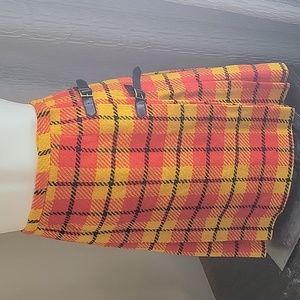 Wrap skirt..two buckles on side with hooks on waistband